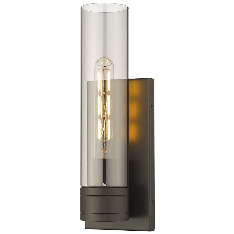 Image 1 Ballston Boreas 5" Sconce Bronze w/ 11"H Light Smoke Shade