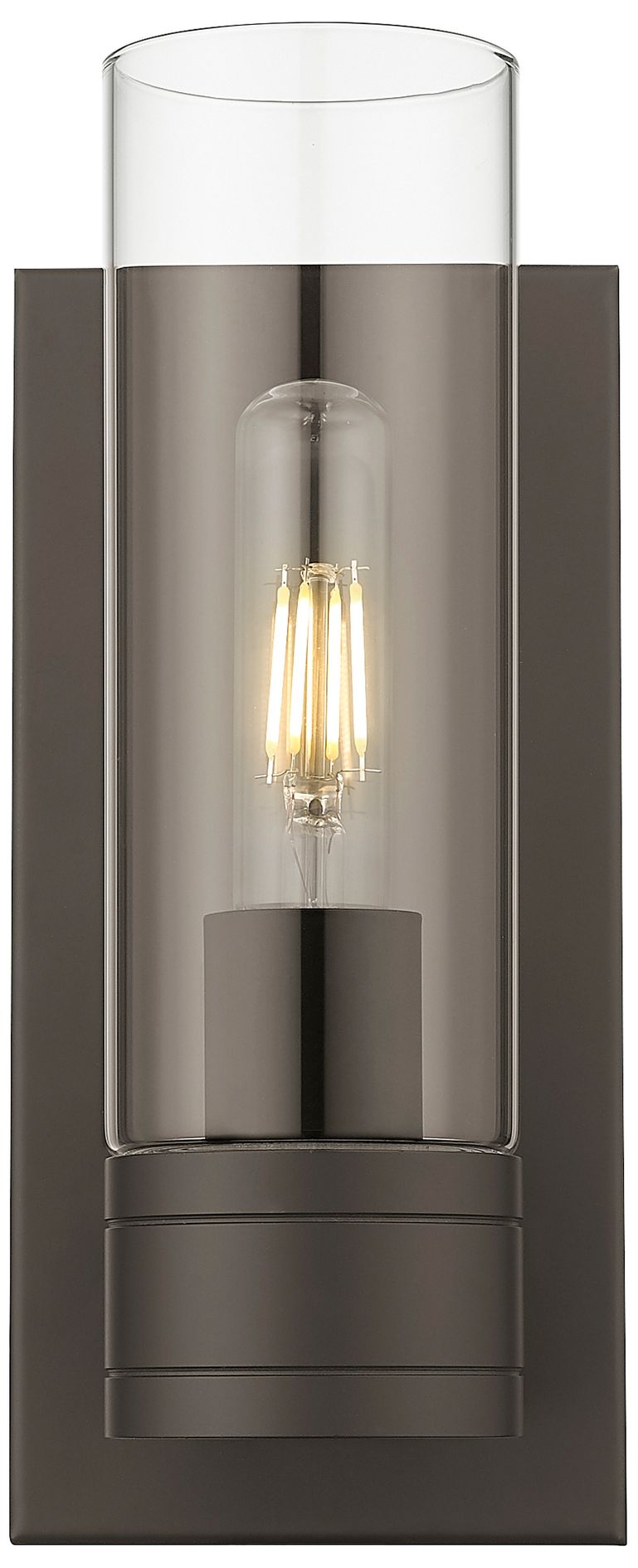 Image 2 Ballston Boreas 5" Sconce Bronze w/ 8"H Clear Shade more views