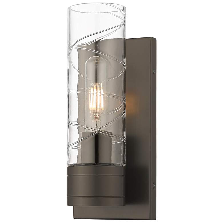 Image 1 Ballston Boreas 5" Sconce Bronze w/ 8"H Deco Swirl Shade