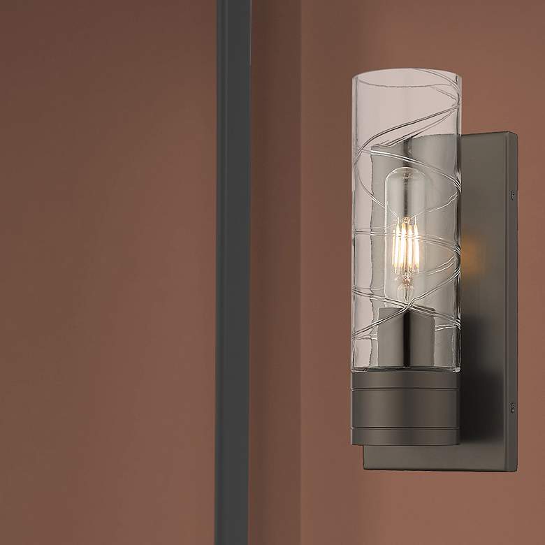 Image 1 Ballston Boreas 5" Sconce Bronze w/ 8"H Deco Swirl Shade