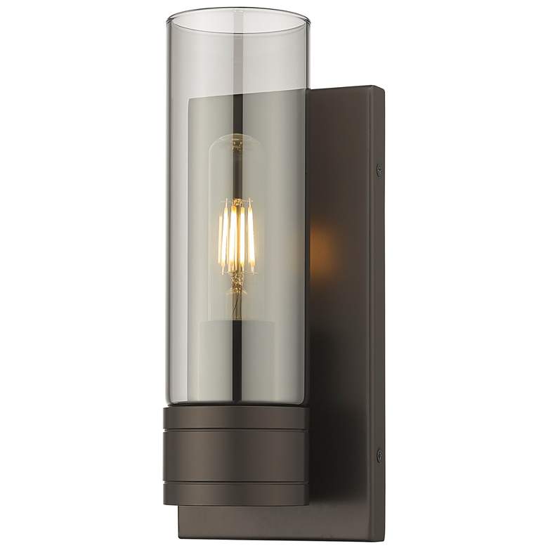Image 1 Ballston Boreas 5" Sconce Bronze w/ 8"H Light Smoke Shade