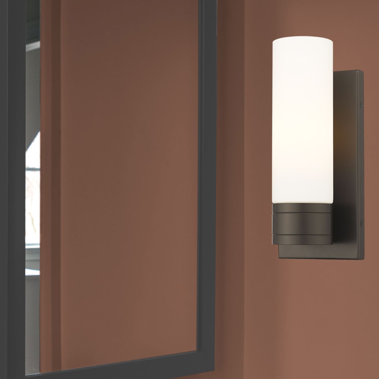 Image 3 Ballston Boreas 5" Sconce Bronze w/ 8"H White Shade more views