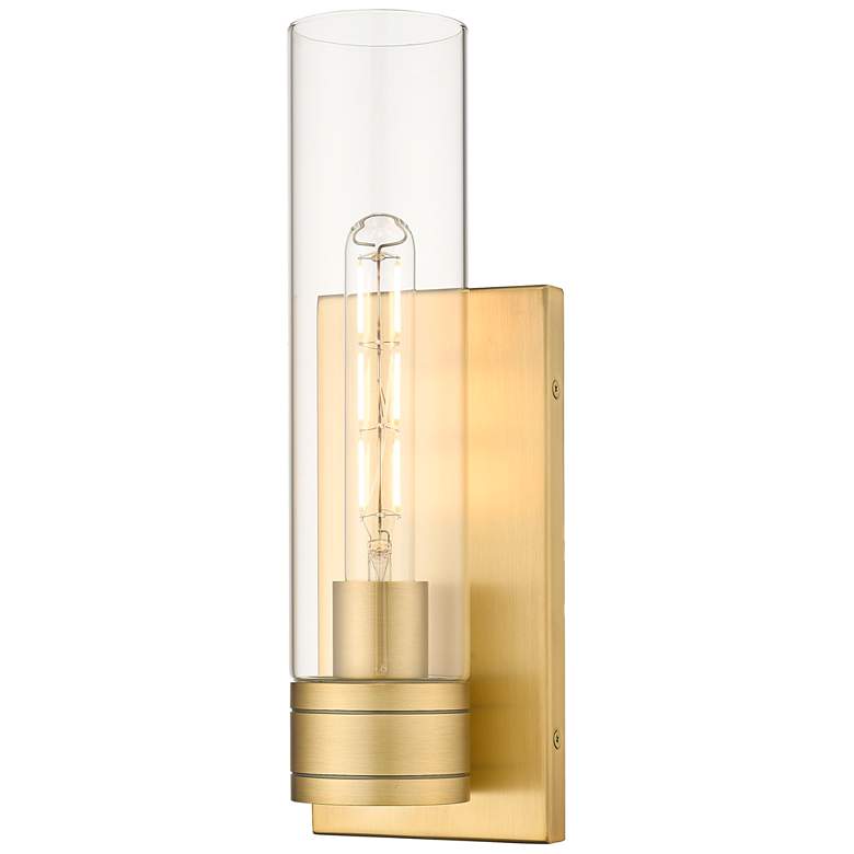Image 1 Ballston Boreas 5" Sconce Brushed Brass Finish w/ 11"H Clear Shade