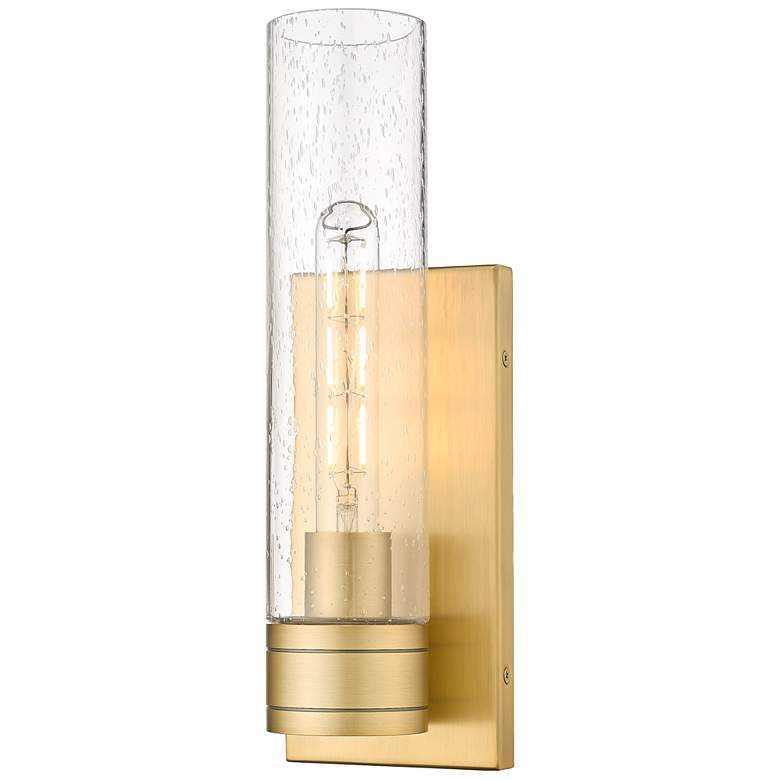 Image 1 Ballston Boreas 5" Sconce Brushed Brass Finish w/ 11"H Seedy Shade