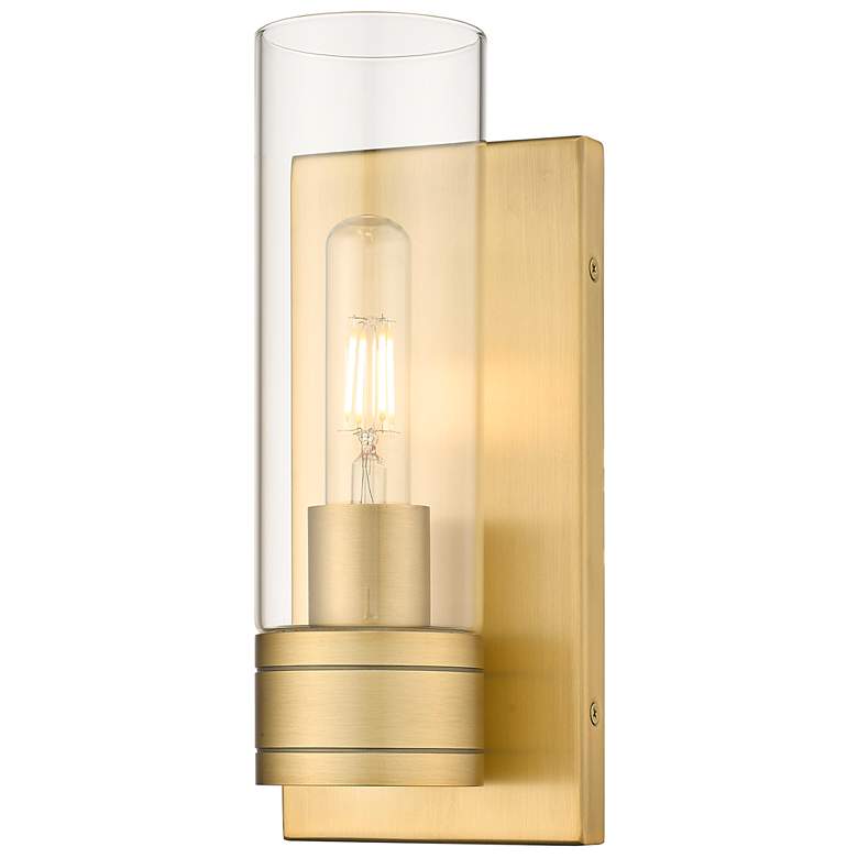 Image 1 Ballston Boreas 5" Sconce Brushed Brass Finish w/ 8"H Clear Shade