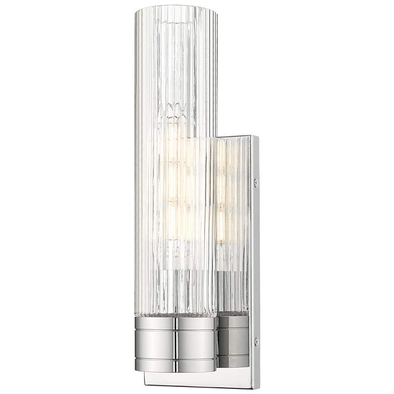 Image 1 Ballston Boreas 5" Sconce Chrome w/ 11"H Striped Clear Shade