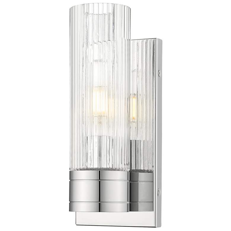 Image 1 Ballston Boreas 5" Sconce Chrome w/ 8"H Striped Clear Shade