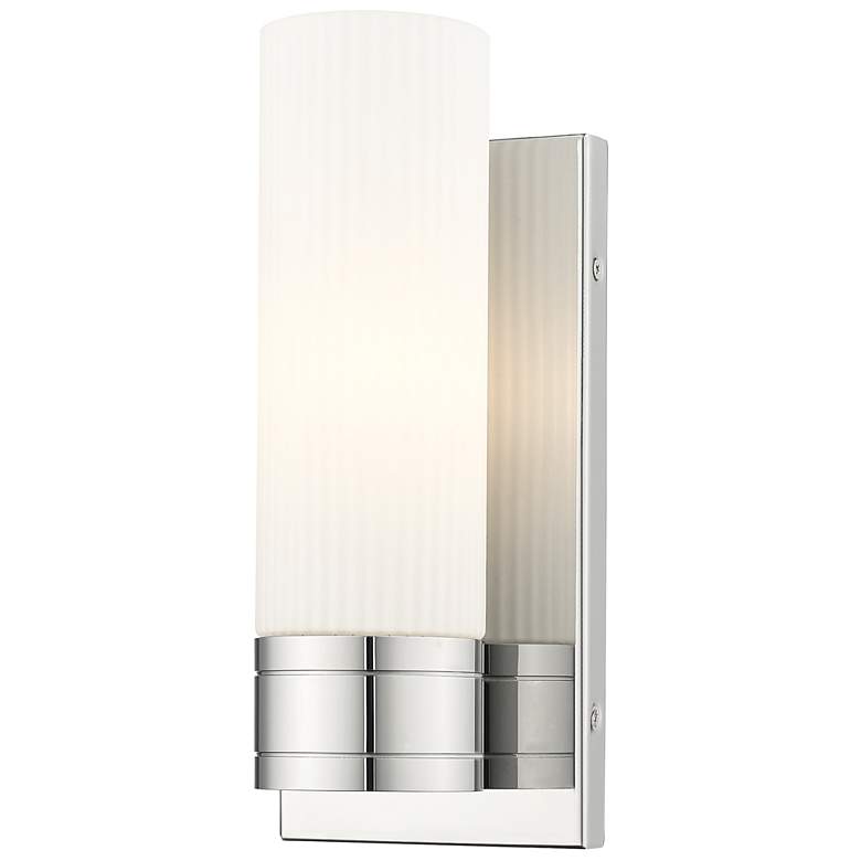 Image 1 Ballston Boreas 5" Sconce Chrome w/ 8"H Striped White Shade