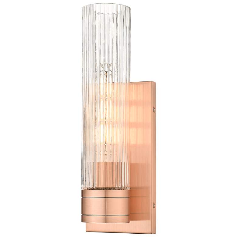 Image 1 Ballston Boreas 5" Sconce Copper w/ 11"H Striped Clear Shade