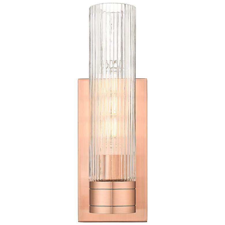 Image 2 Ballston Boreas 5" Sconce Copper w/ 11"H Striped Clear Shade more views