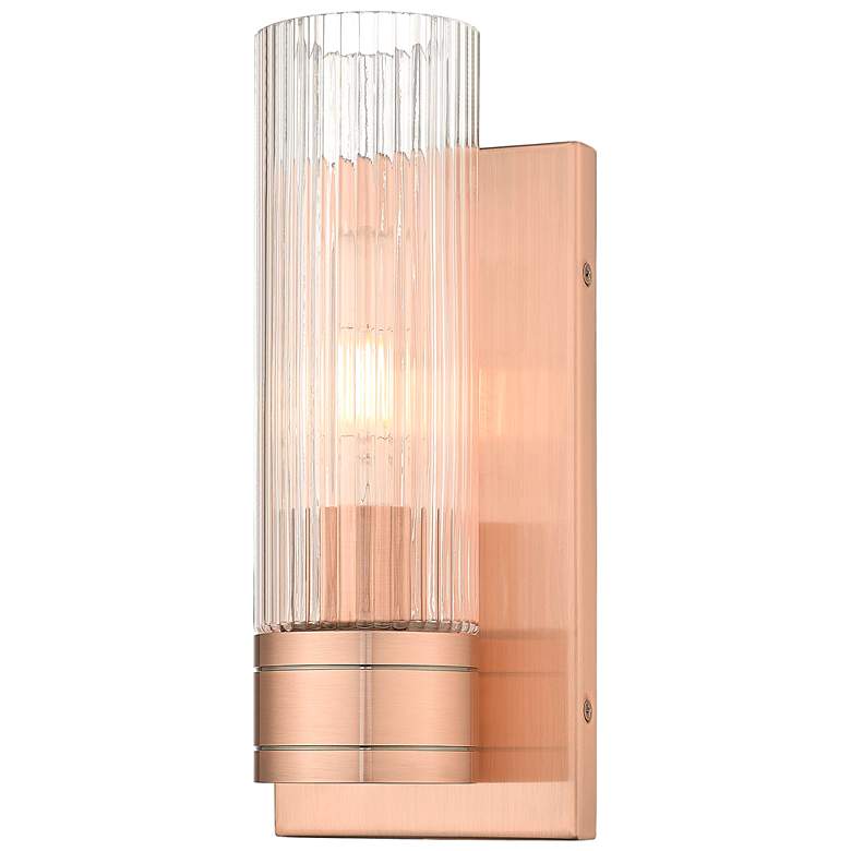 Image 1 Ballston Boreas 5" Sconce Copper w/ 8"H Striped Clear Shade