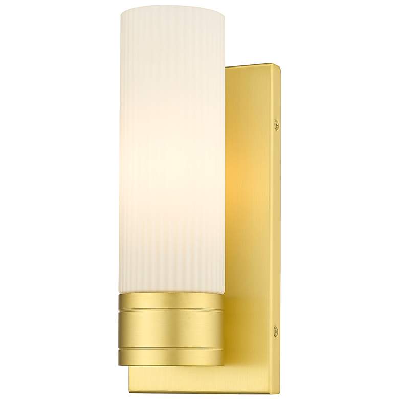 Image 1 Ballston Boreas 5" Sconce Gold Striped w/ 8"H White Shade