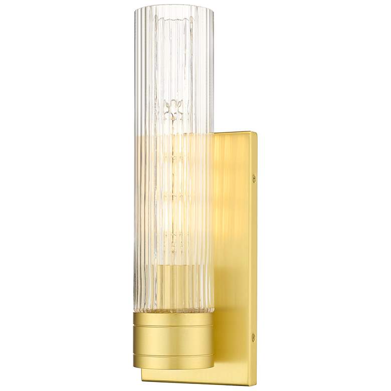 Image 1 Ballston Boreas 5" Sconce Gold w/ 11"H Striped Clear Shade