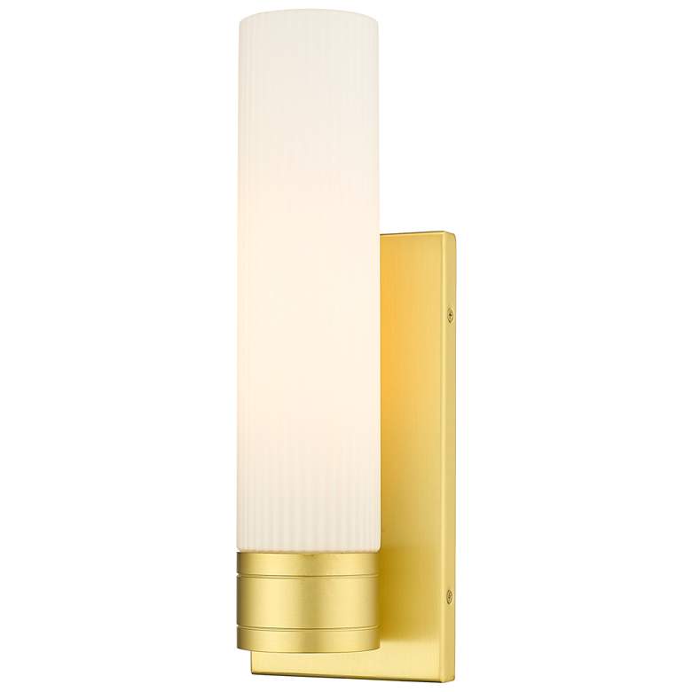 Image 1 Ballston Boreas 5" Sconce Gold w/ 11"H Striped White Shade