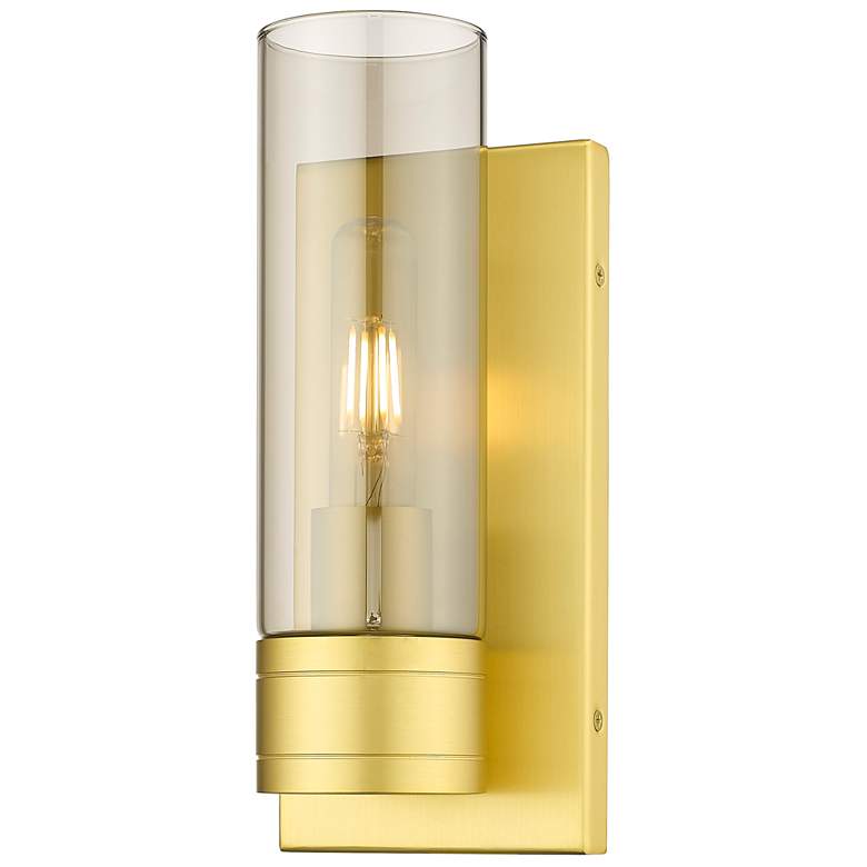 Image 1 Ballston Boreas 5" Sconce Gold w/ 8"H Light Smoke Shade