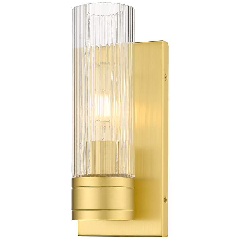 Image 1 Ballston Boreas 5" Sconce Gold w/ 8"H Striped Clear Shade
