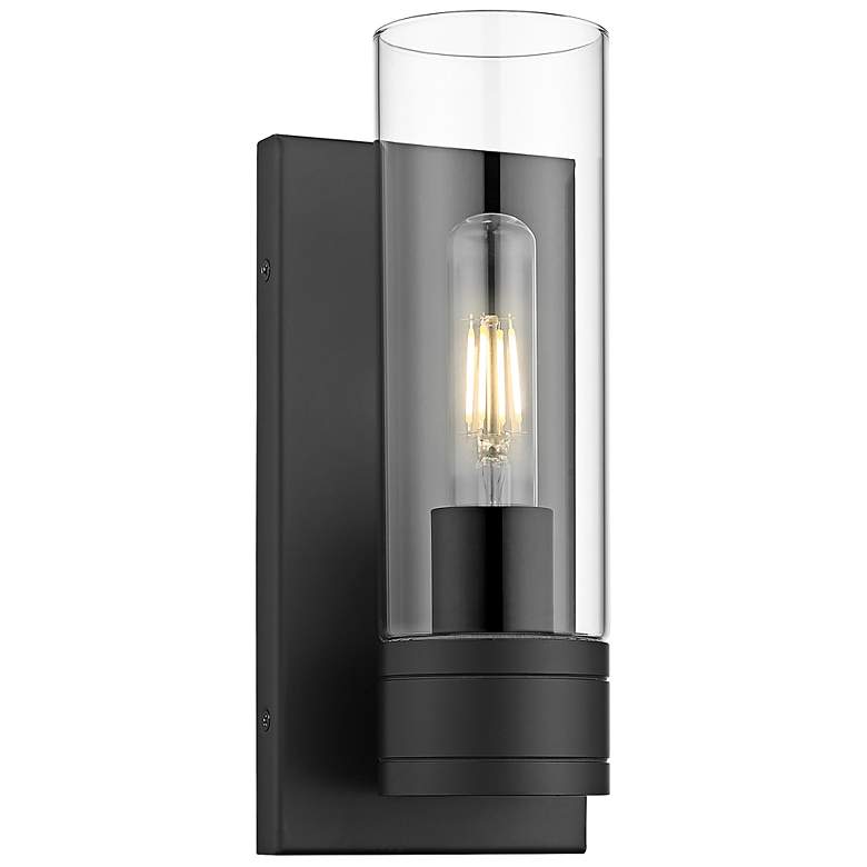 Image 1 Ballston Boreas 5" Sconce Matte Black Finish w/ 8"H Clear Shade