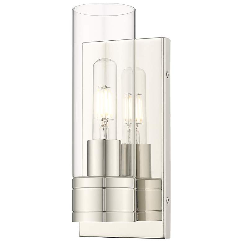 Image 1 Ballston Boreas 5" Sconce Polished Nickel Finish w/ 8"H Clear Shade