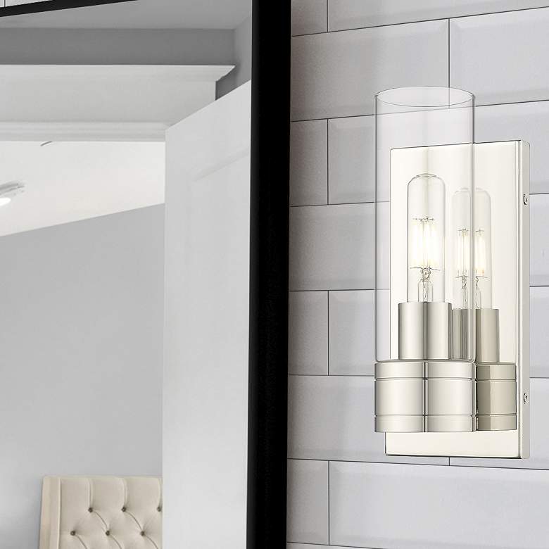 Image 3 Ballston Boreas 5" Sconce Polished Nickel Finish w/ 8"H Clear Shade more views