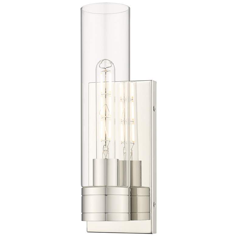 Image 1 Ballston Boreas 5" Sconce Polished Nickel w/ 11"H Clear Shade