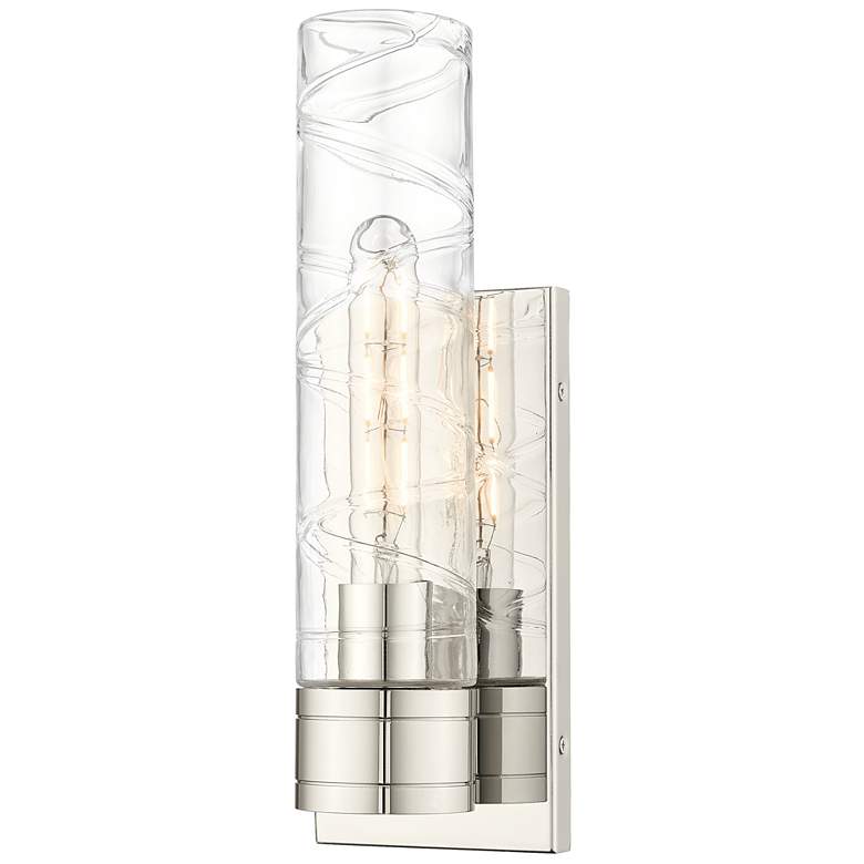 Image 1 Ballston Boreas 5" Sconce Polished Nickel w/ 11"H Deco Swirl Shade