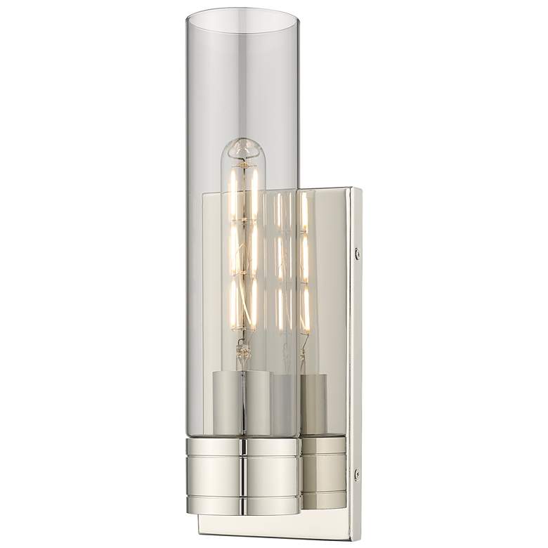 Image 1 Ballston Boreas 5" Sconce Polished Nickel w/ 11"H Light Smoke Shade