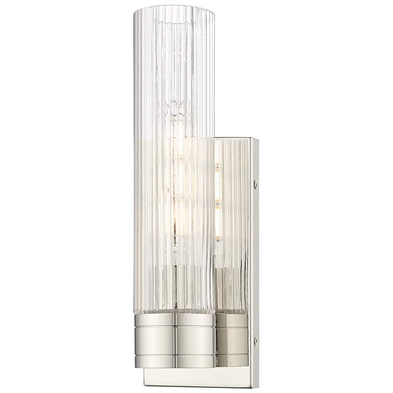 Image 1 Ballston Boreas 5" Sconce Polished Nickel w/ 11"H Striped Clear Shade