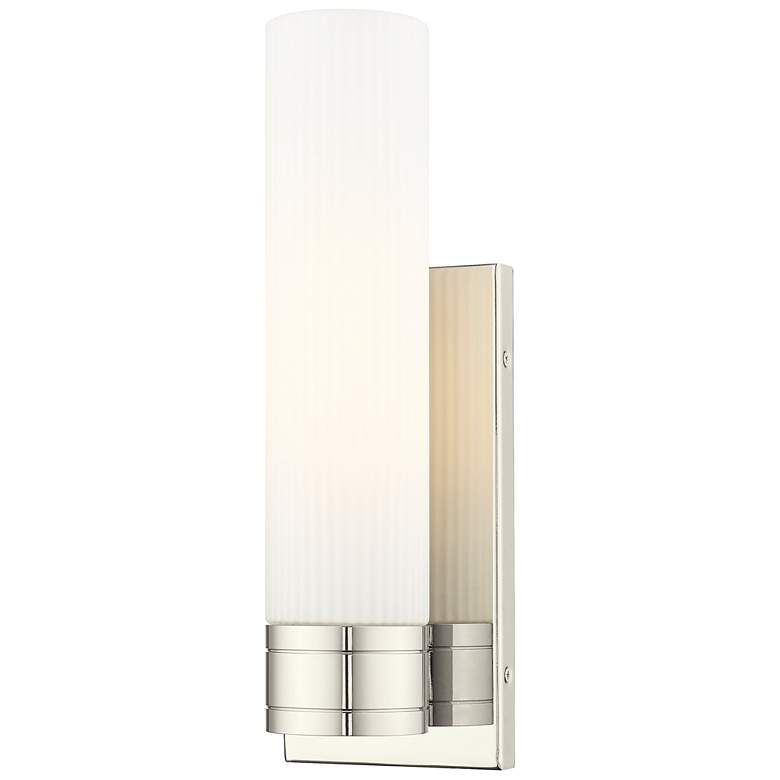 Image 1 Ballston Boreas 5" Sconce Polished Nickel w/ 11"H Striped White Shade