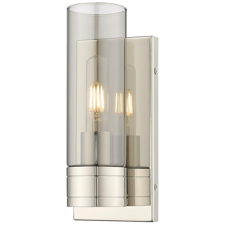 Image 1 Ballston Boreas 5" Sconce Polished Nickel w/ 8"H Light Smoke Shade