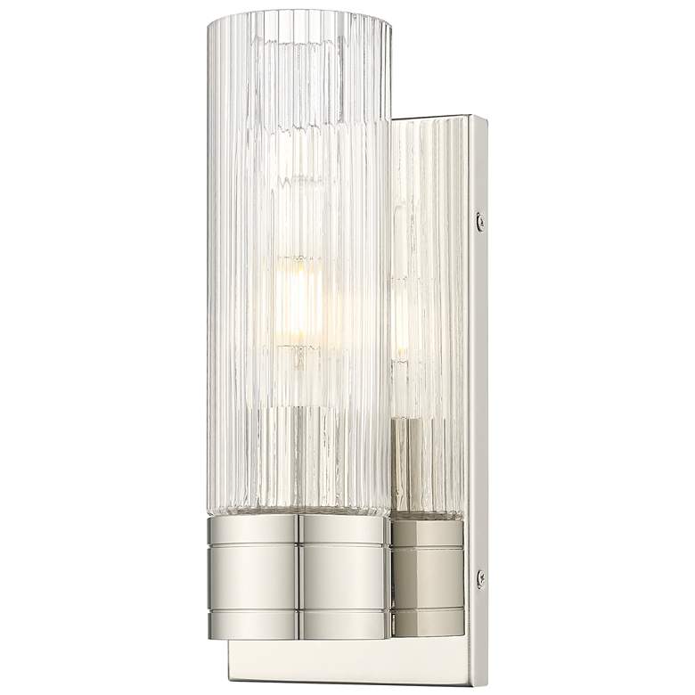 Image 1 Ballston Boreas 5" Sconce Polished Nickel w/ 8"H Striped Clear Shade