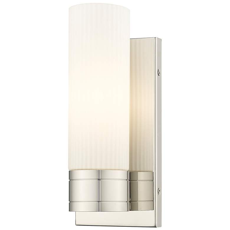 Image 1 Ballston Boreas 5" Sconce Polished Nickel w/ 8"H Striped White Shade