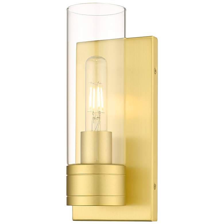 Image 1 Ballston Boreas 5" Sconce Satin Gold Finish w/ 8"H Clear Shade