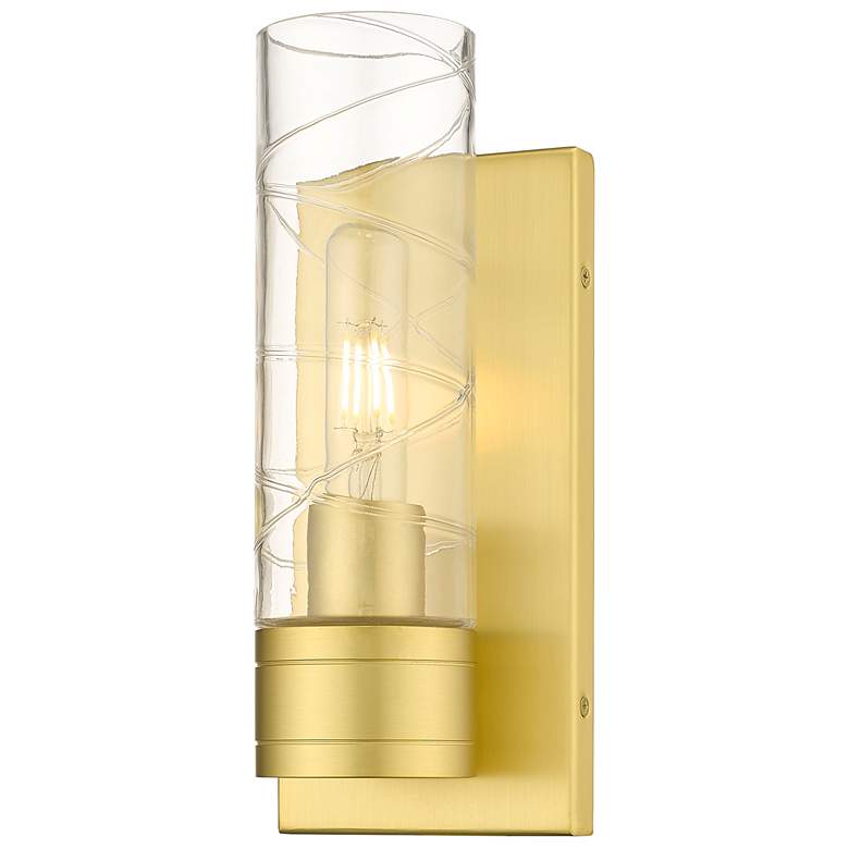 Image 1 Ballston Boreas 5" Sconce Satin Gold Finish w/ 8"H Deco Swirl Shade
