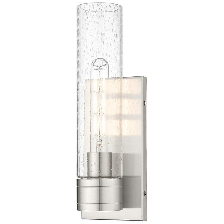 Image 1 Ballston Boreas 5" Sconce Satin Nickel Finish w/ 11"H Seedy Shade