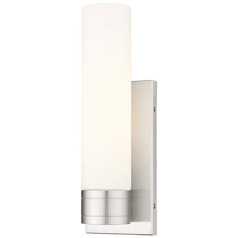 Image 1 Ballston Boreas 5" Sconce Satin Nickel Finish w/ 11"H White Shade