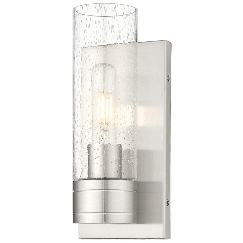 Image 1 Ballston Boreas 5" Sconce Satin Nickel Finish w/ 8"H Seedy Shade