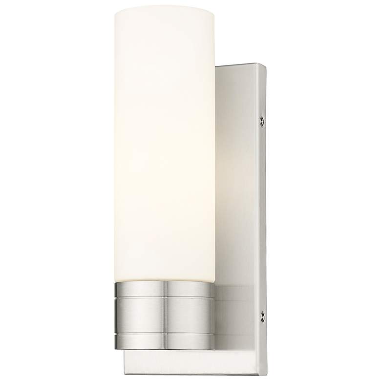 Image 1 Ballston Boreas 5" Sconce Satin Nickel Finish w/ 8"H White Shade