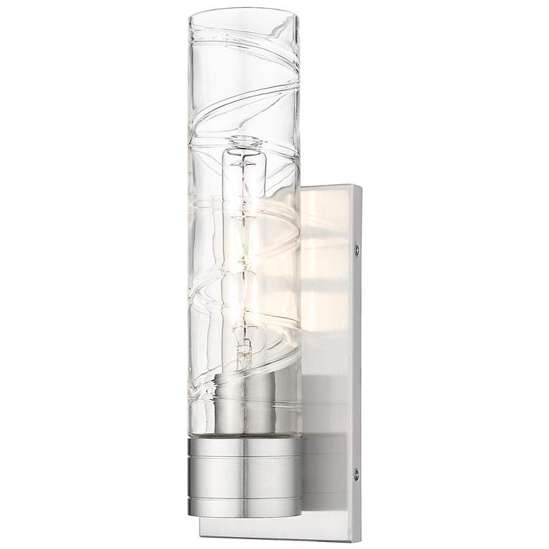 Image 1 Ballston Boreas 5" Sconce Satin Nickel w/ 11"H Deco Swirl Shade