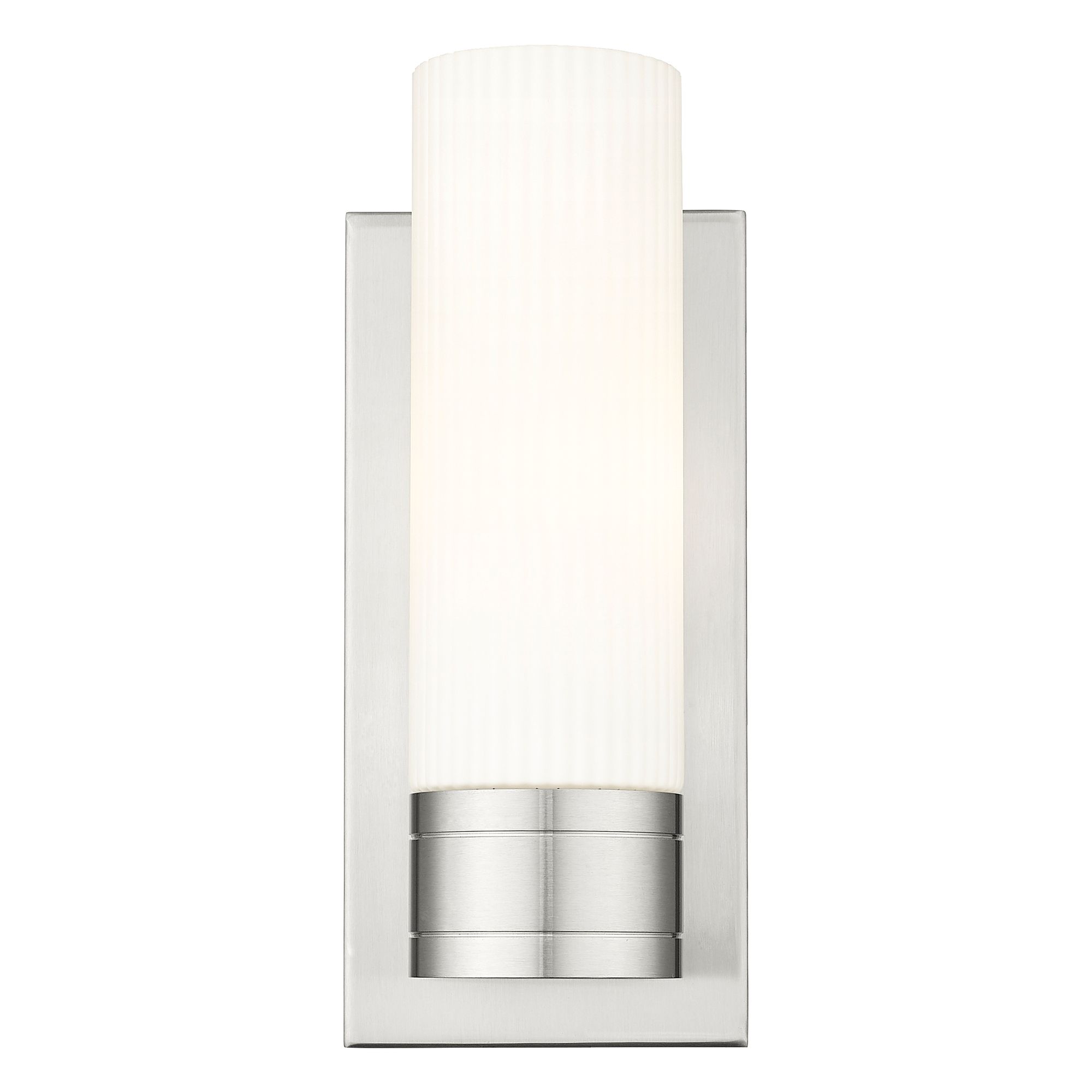 Image 2 Ballston Boreas 5" Sconce Satin Nickel w/ 8"H Striped White Shade more views