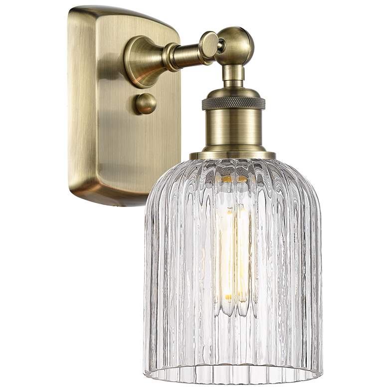 Image 1 Ballston Bridal Veil 10" High Antique Brass Sconce With Clear Shade