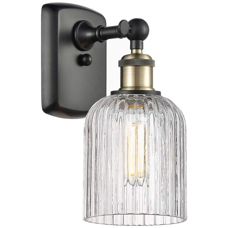 Image 1 Ballston Bridal Veil 10" High Black Antique Brass Sconce With Clear Sh