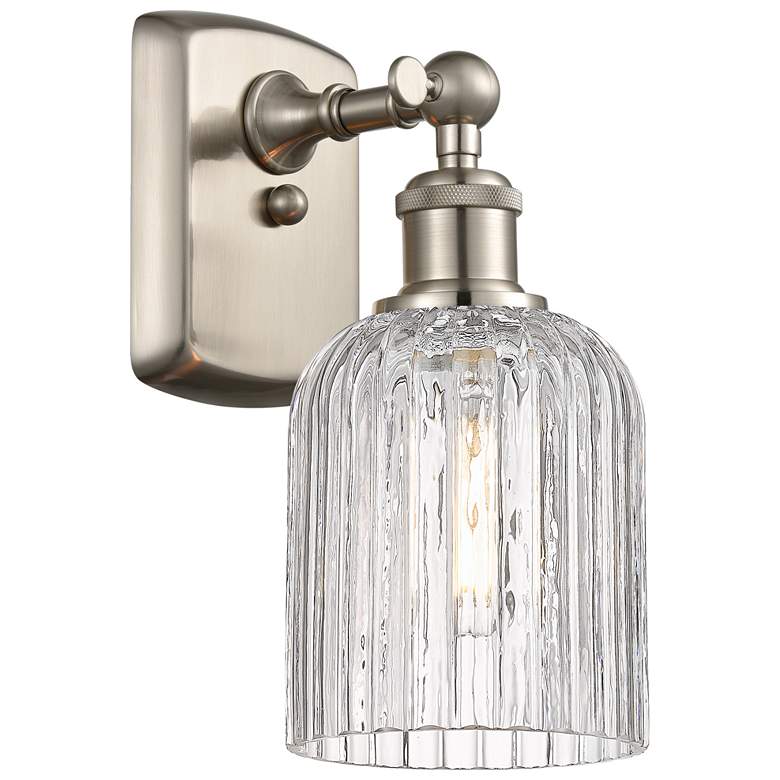 Image 1 Ballston Bridal Veil 10" High Brushed Satin Nickel Sconce With Clear S