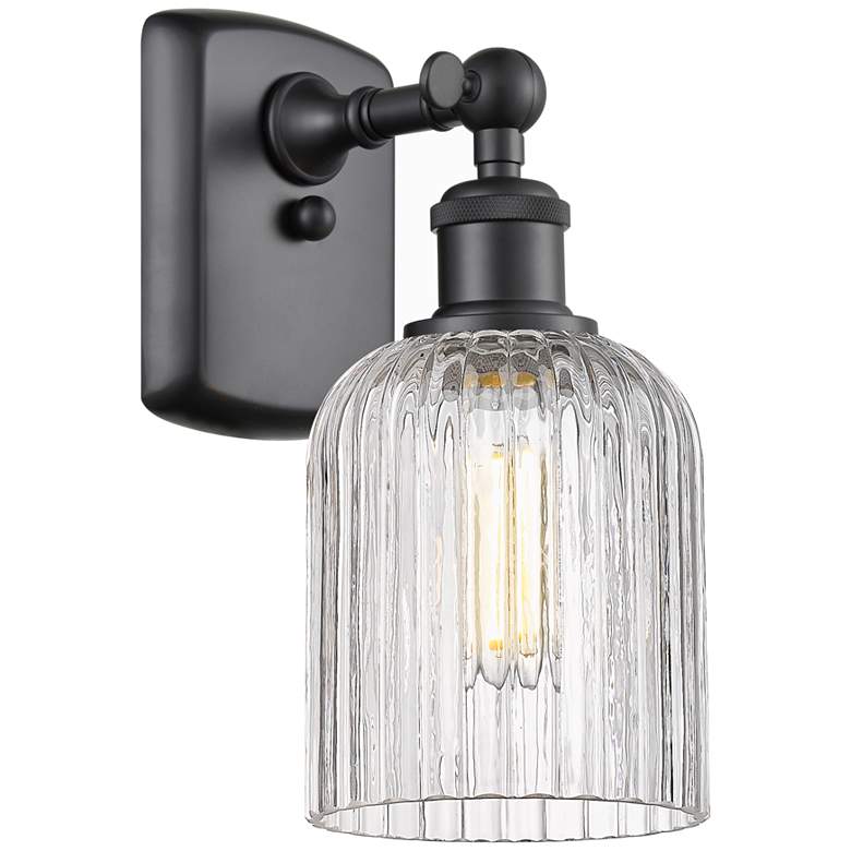 Image 1 Ballston Bridal Veil 10" High Matte Black Sconce With Clear Shade