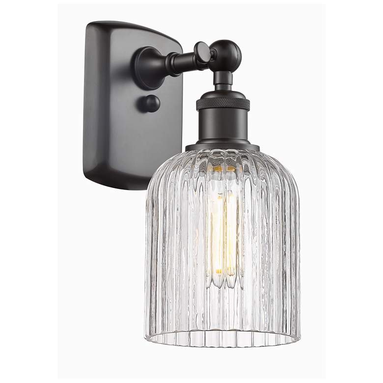 Image 1 Ballston Bridal Veil 10" High Oil Rubbed Bronze Sconce With Clear Shad