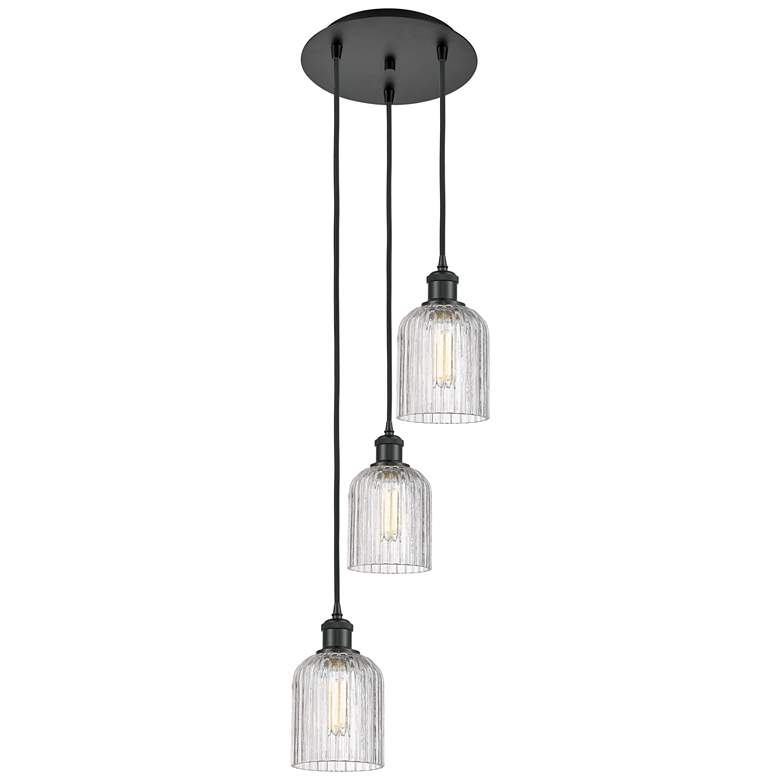 Image 1 Ballston Bridal Veil 11.5"W 3-Light Black Corded Pendant w/ Clear Shad