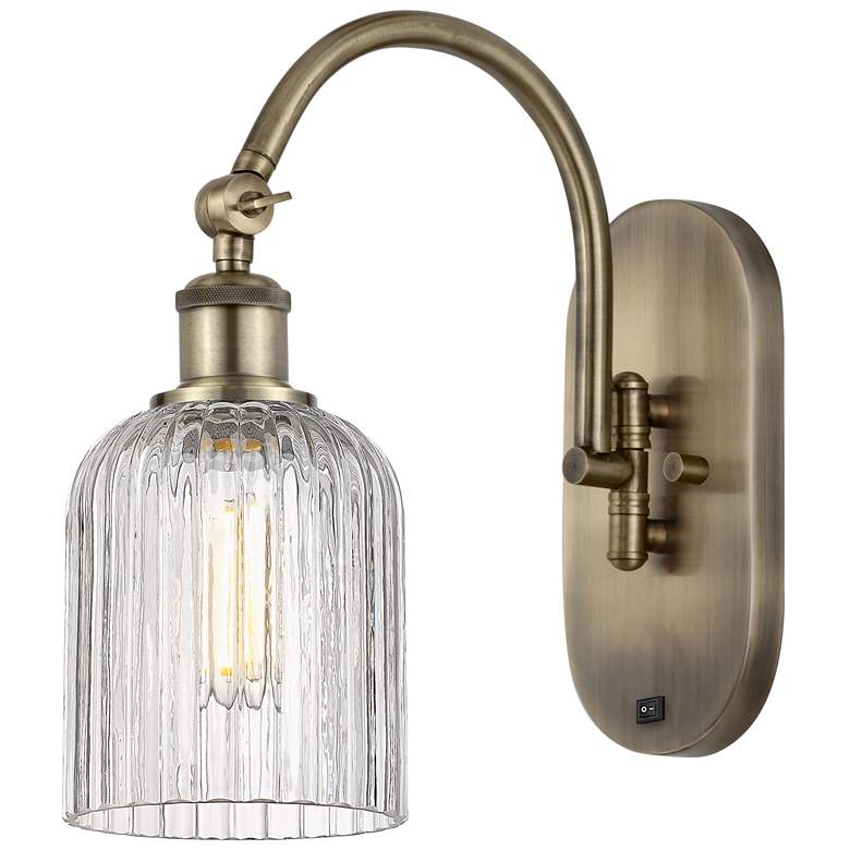 Image 1 Ballston Bridal Veil 12.5"H Antique Brass Adjustable Sconce w/ Clear S