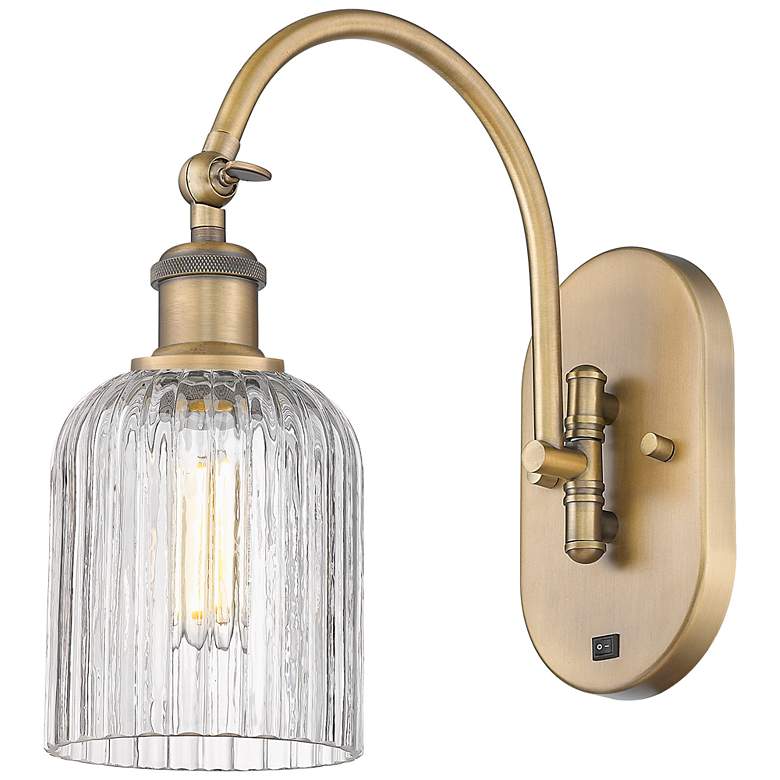 Image 1 Ballston Bridal Veil 12.5"H Brushed Brass Adjustable Sconce w/ Clear S