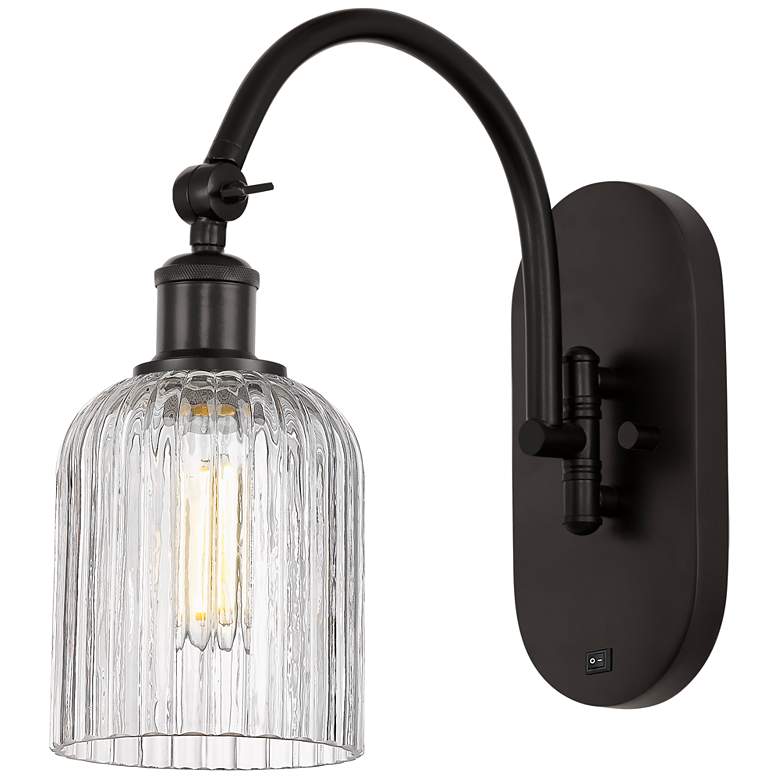 Image 1 Ballston Bridal Veil 12.5"H Oiled Bronze Adjustable Sconce w/ Clear Sh