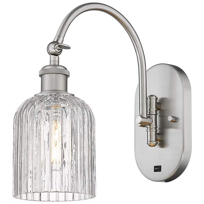 Image 1 Ballston Bridal Veil 12.5"H Satin Nickel Adjustable Sconce w/ Clear Sh