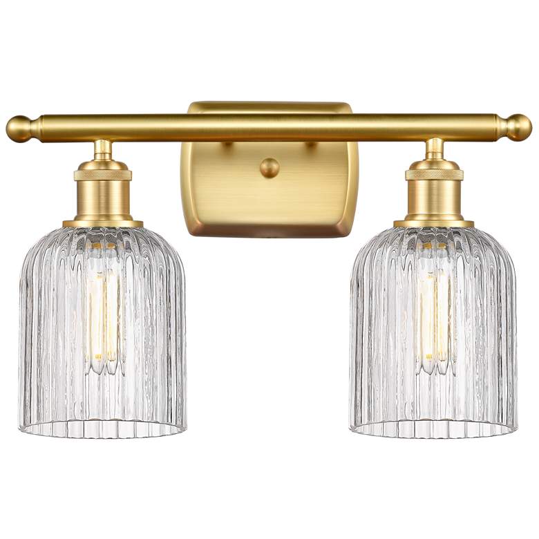 Image 1 Ballston Bridal Veil 15" Wide 2 Light Satin Gold Bath Light w/ Clear S